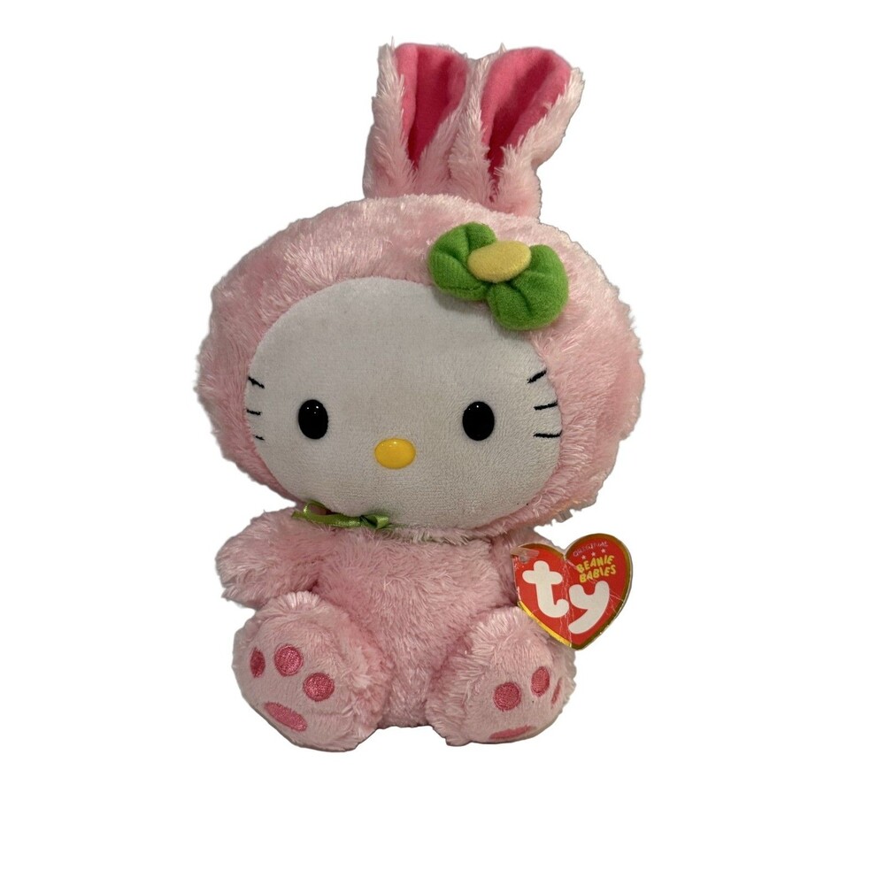 Ty Hello Kitty Beanie Babies 2011 Pink Green Yellow Bunny Plush Toy 8 inch